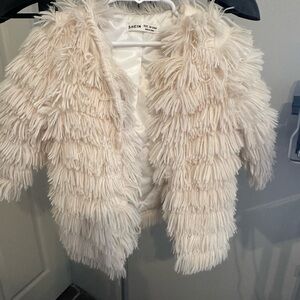 SHEIN Off-White Faux Fur Coat